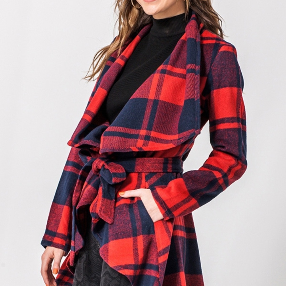 Plaid winter coat jacket shawl women small large